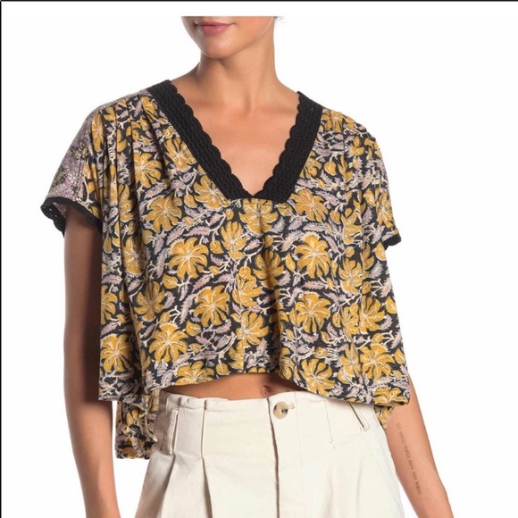 Free People Floral Hi-Lo Crop Top - Picture 6 of 9